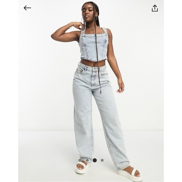 NEW Allsaints Charli denim corset in mid wash - Picture 4 of 9